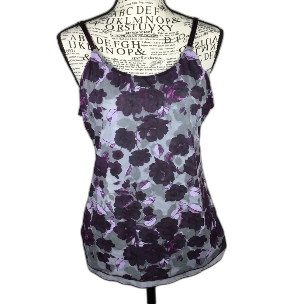 George camisole purple roses double spaghetti strap whimsygoth witch fairy L